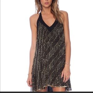 NBD Beaded Envy Mini Black Gold Dress Size S